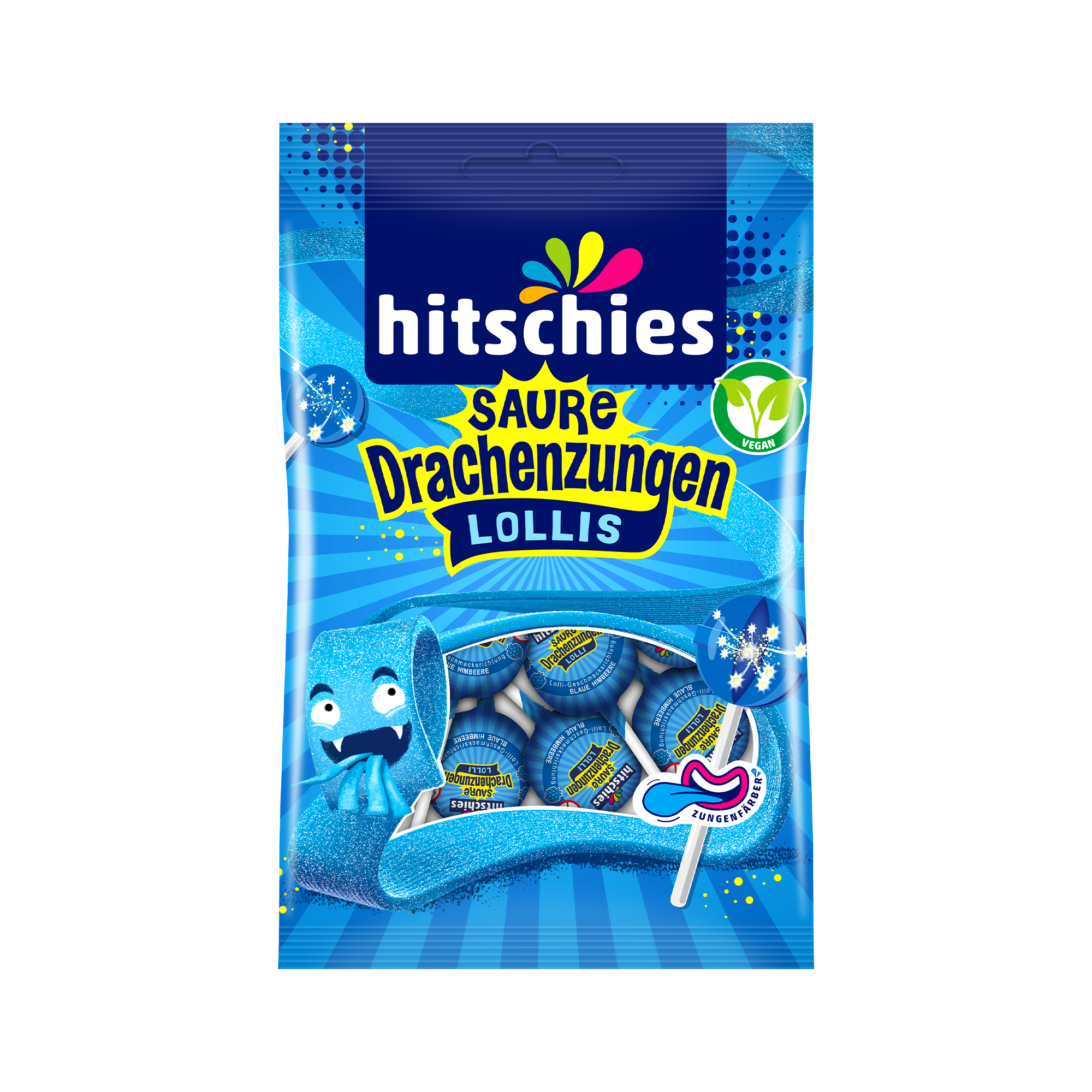 Sour Dragon Tongue Lollipops Blue