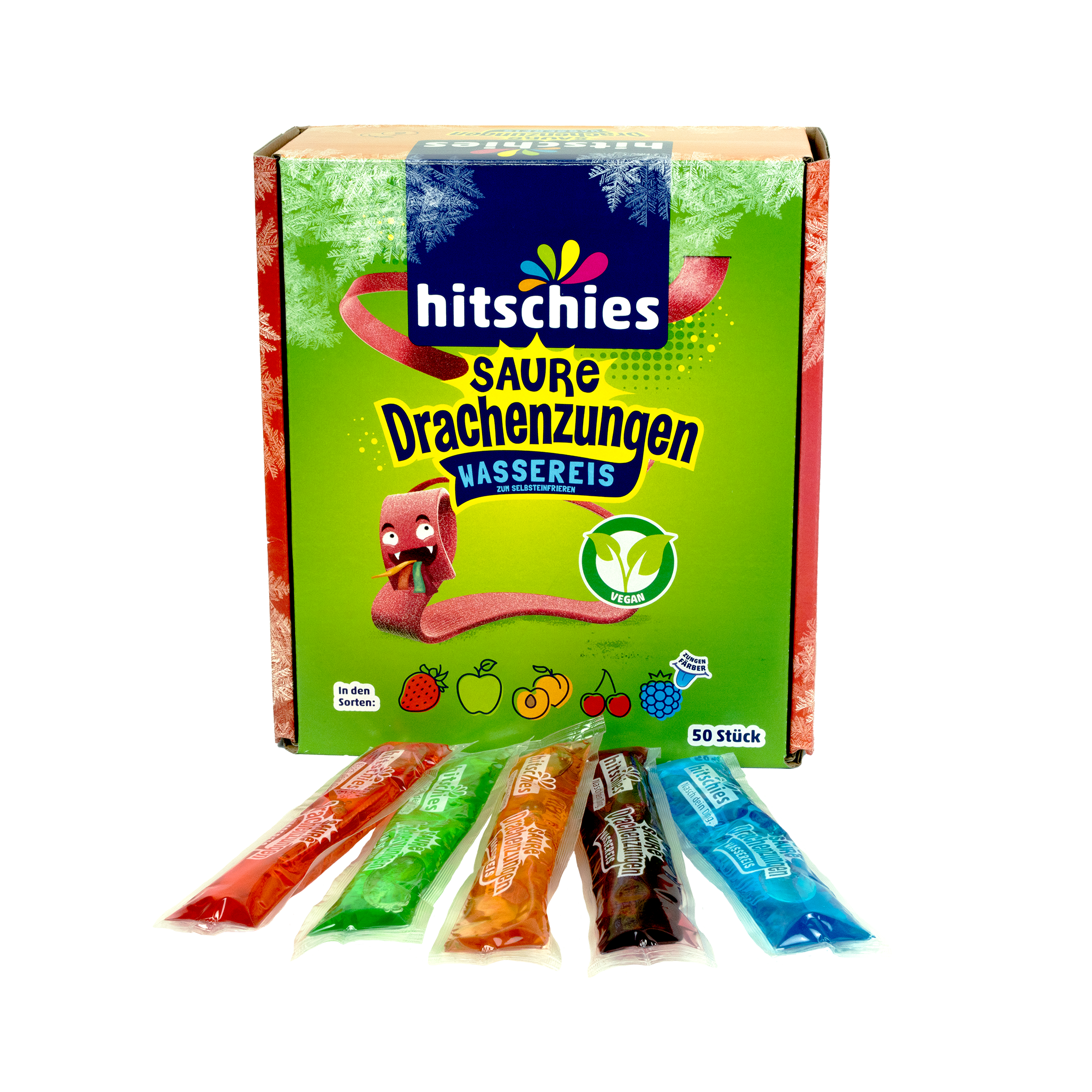 Sour Dragon Tongues Water Ice 50 Pack