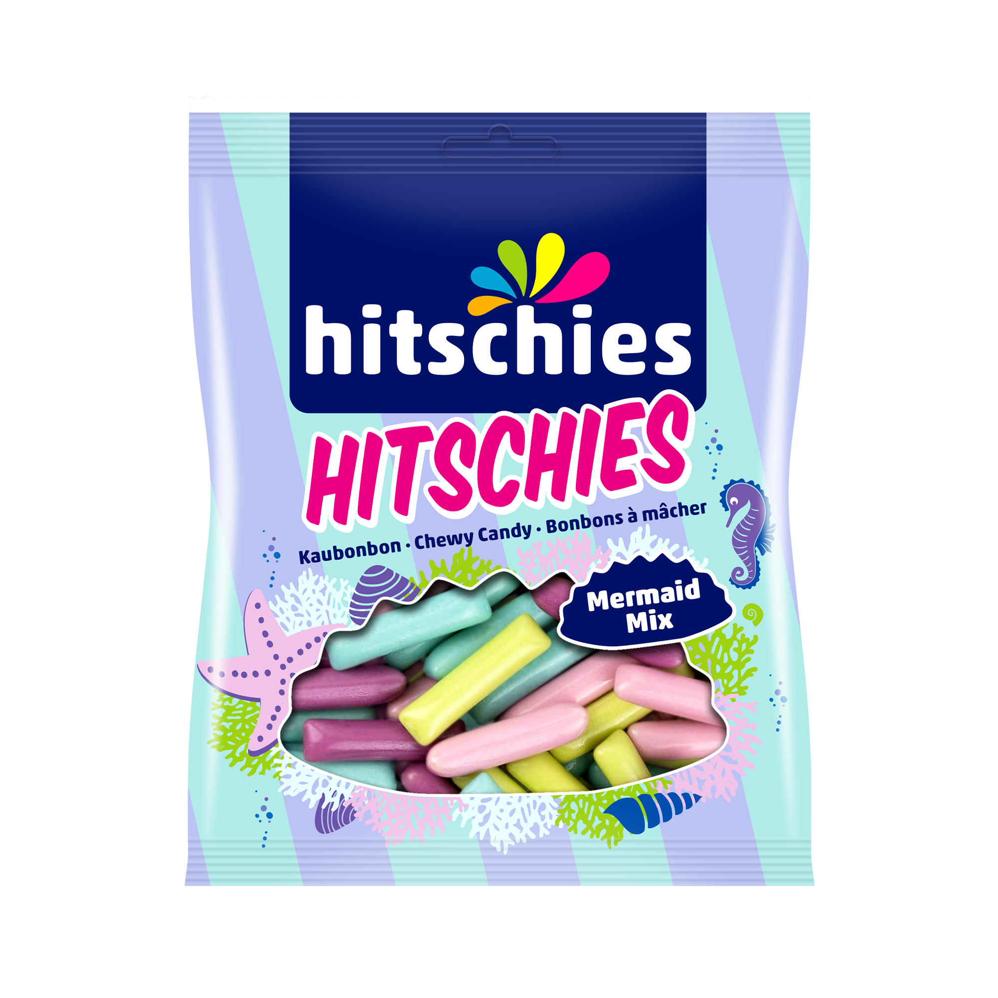 Pastelcoloured chewy candy Discover our Hitschies Mermaid Mix Taste