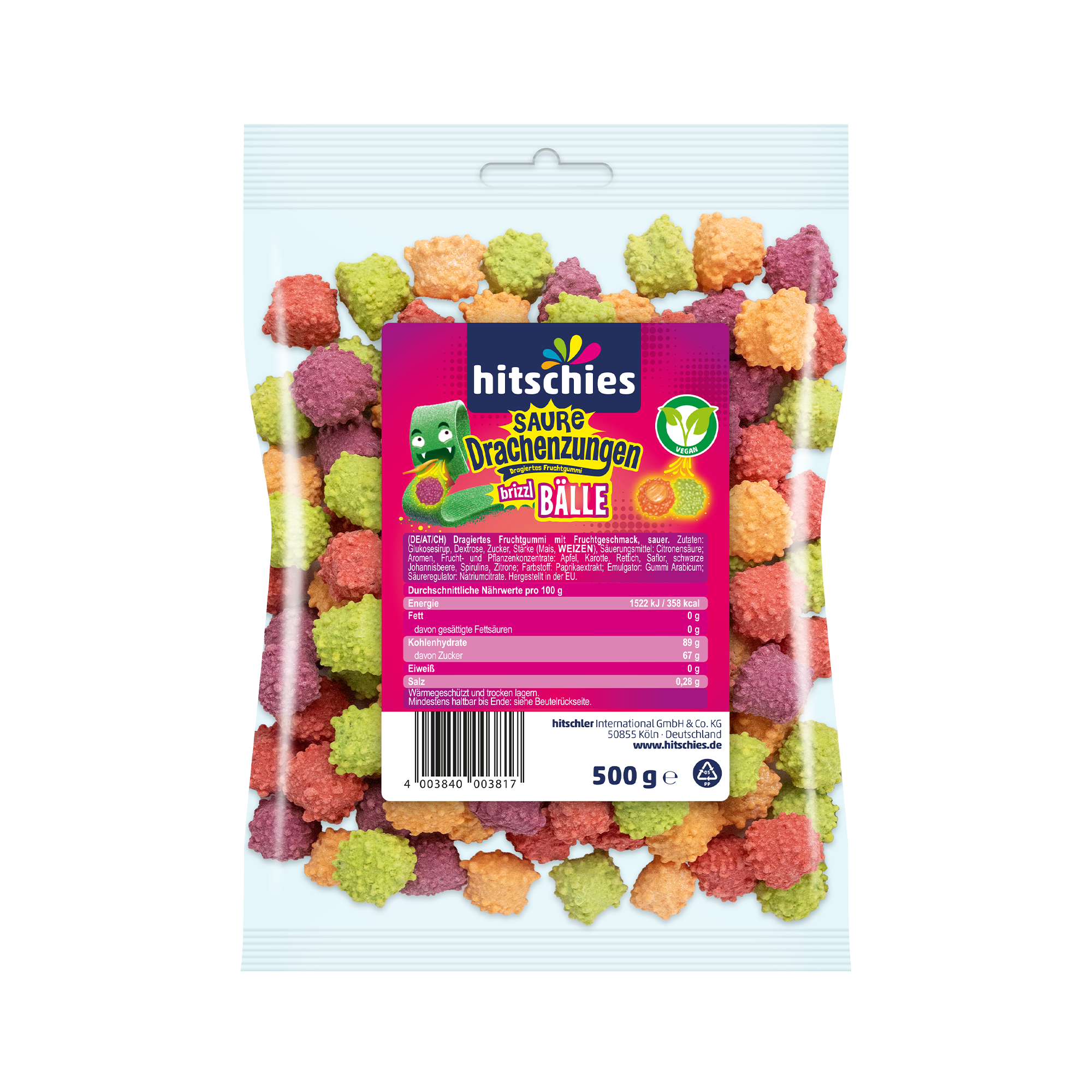 Sour dragon tongue brizzl balls with a crunchy shell and soft core 500g