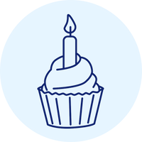 hitschies Geburtstags Icon mit Kerze auf einem Cupcake 
