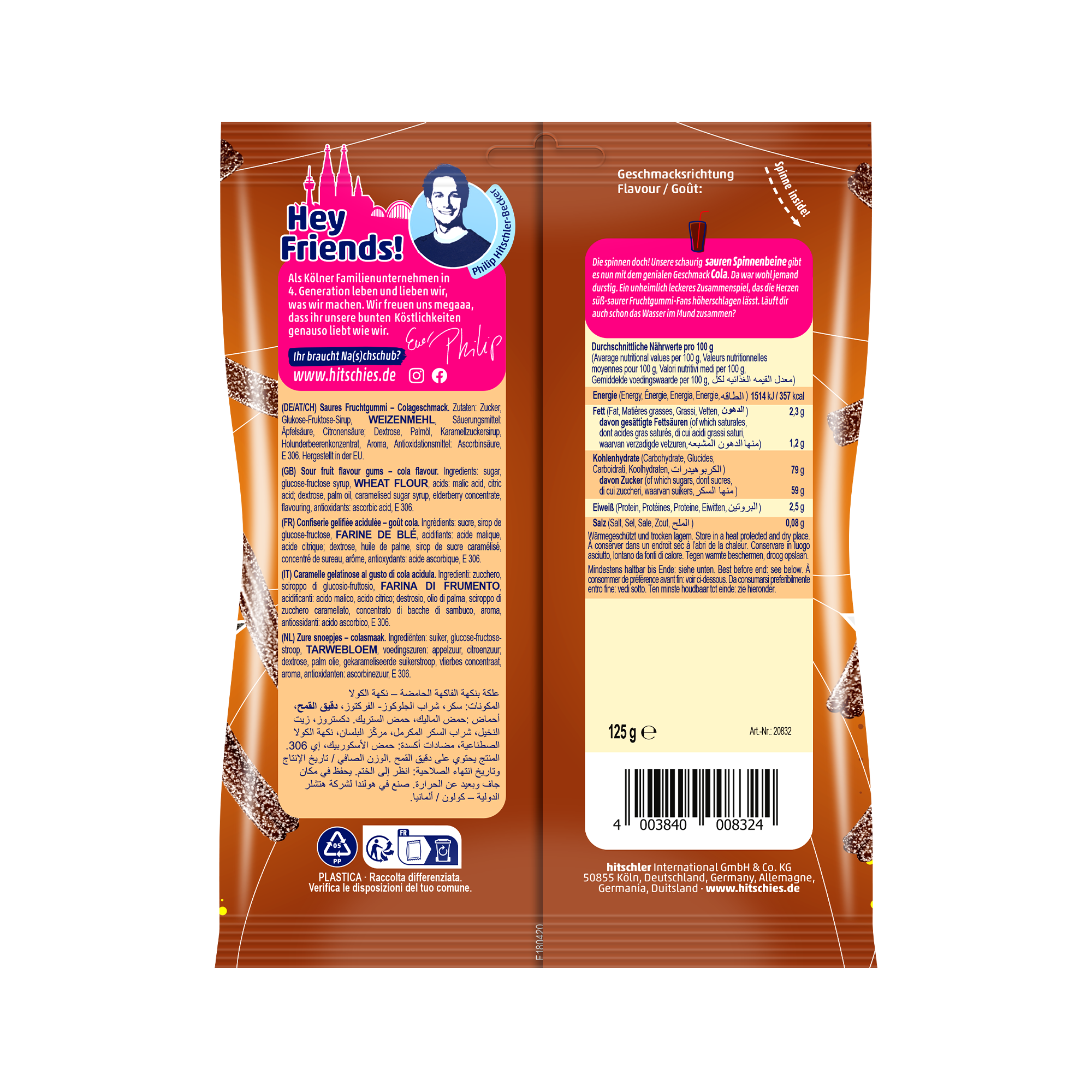 Saures Cola Fruchtgummi hitschies Spinnenbeine 125g