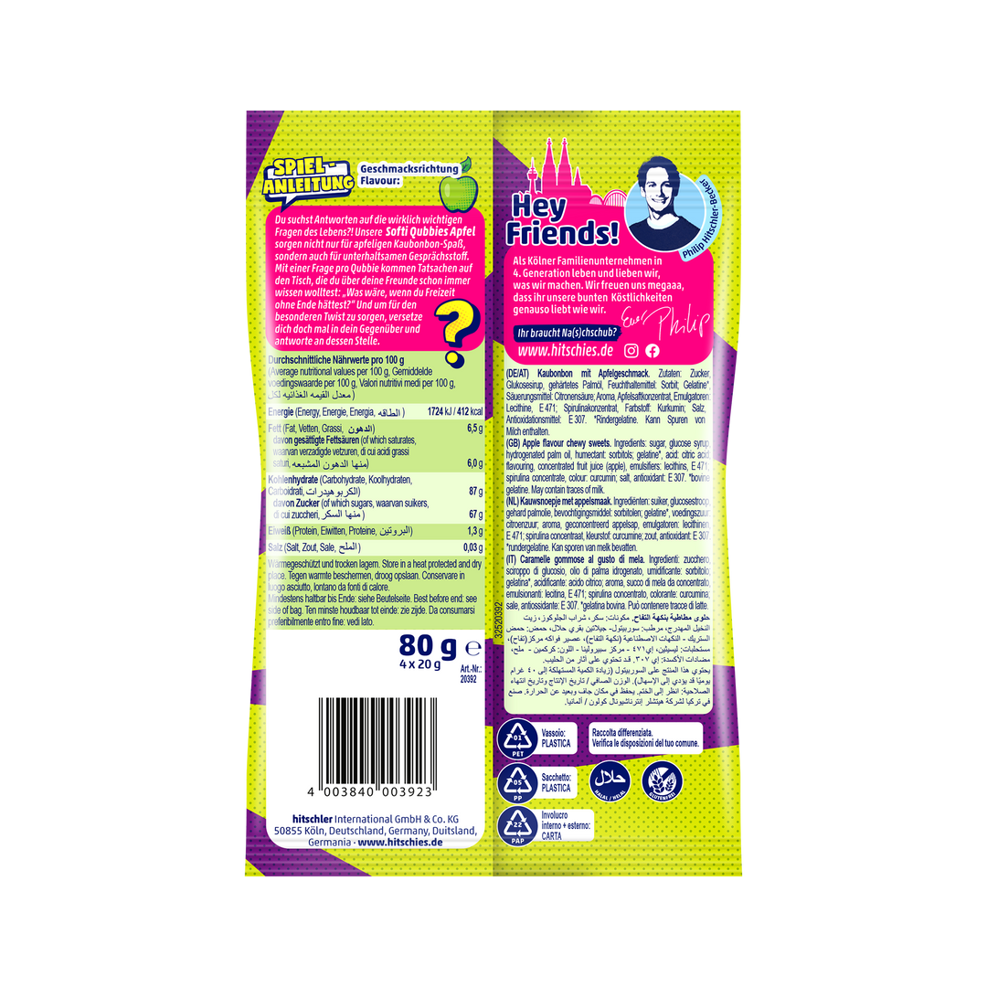 hitschies chewy candy Softi Qubbies apple